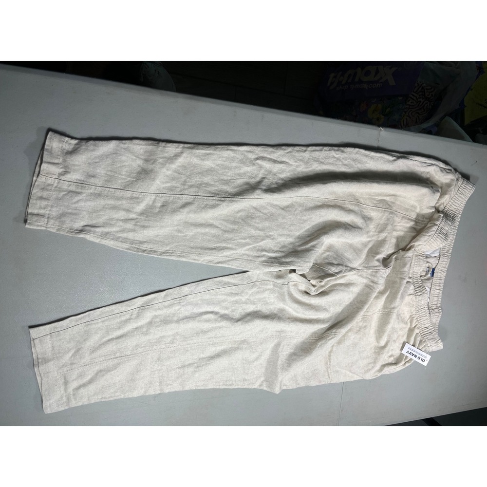 Old Navy Linen Blend Pants Womens XL NWT Beige Pull On Wide Leg Casual